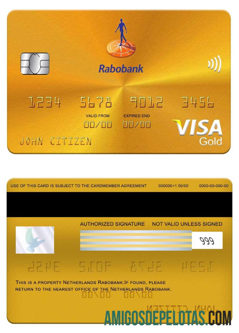 Netherlands Rabobank Visa Gold Card sample
